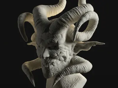 Devil statue of demon with horns 3D print model