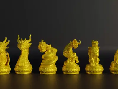 Epic Dragon Chess Set With 6 Different Model 3D print model