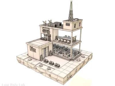 Cartoon City Office Low-poly 3D model