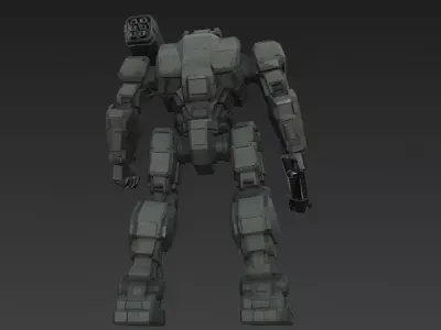 Futuristic Cartoon Battle Robot PBR 3D Model 3D model