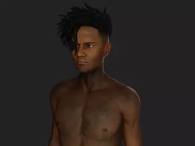 Realistic 3D Model of a Young Dark-Skinned Athlete 3D model