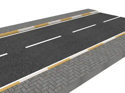 roadway asphalt road with stripe 3D model