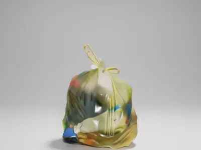 Translucent Trash Bag 3D Artistic Sculpture Colorful Contents Low-poly 3D model