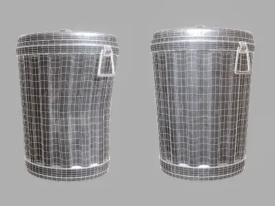 trash two metal cans 3D model