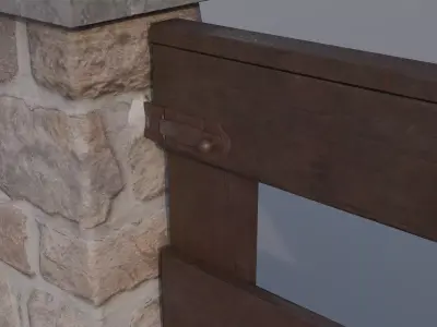 European Stone Fence Low-poly 3D model