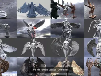 Angelic Female Statues 3D Model Pack