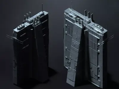 Brutalist Scifi Future Building 10  3D model