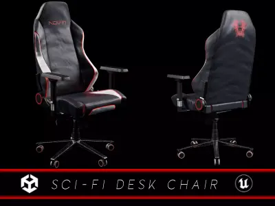 Sci-Fi Desk Chair  Low-poly 3D model