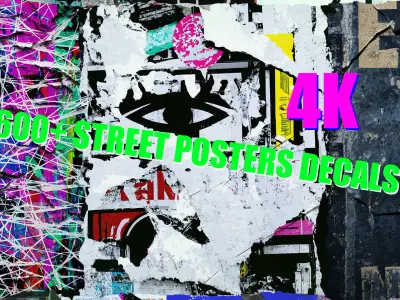 600 plus  Street Posters Decals 3D model