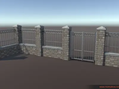 PBR Modular Fence Pack Low-poly 3D model