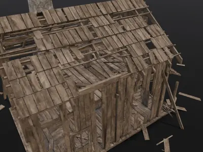 Broken Wooden House Low-poly 3D model buy
