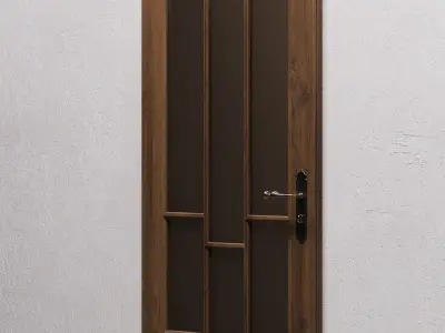 3D Wooden Door Low-poly 3D model- GLASS DOOR Low-poly 3D model Free low-poly 3D model