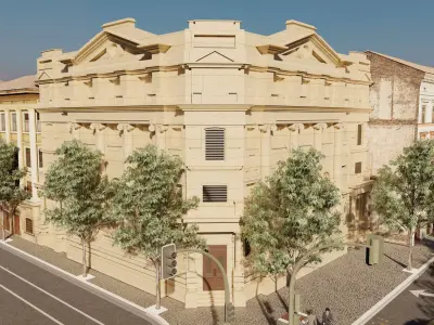 Classic stone facade-Building Classic Facade Element 3D model