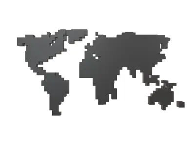 Earth Map Cube Style v1 001 Low-poly 3D model