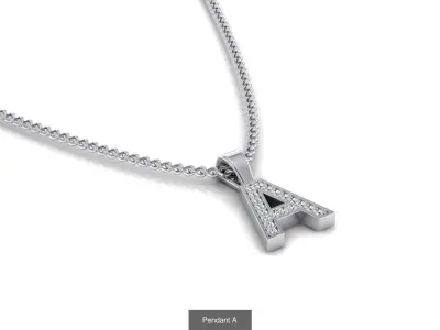 Alphabet sterling silver necklaces 3D Model Pack