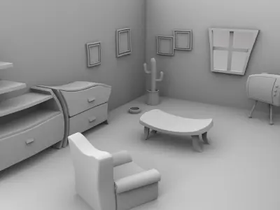 cartoon  room  3D model