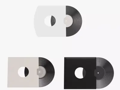 3 Vinyl Records with Sleeves - Classic LP Music Set 3D Model Pack