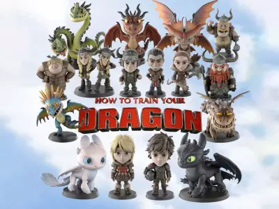 STL printable - How to Train your Dragon - textured GLBs  3D print model