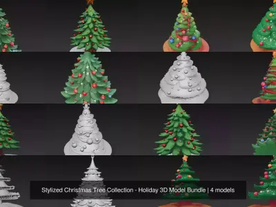 Stylized Christmas Tree Collection - Holiday 3D Model Bundle 3D Model Pack