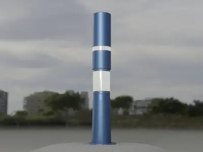 Low-Poly Blue Light Column 8 - Street Light Set-9 Low-poly 3D model