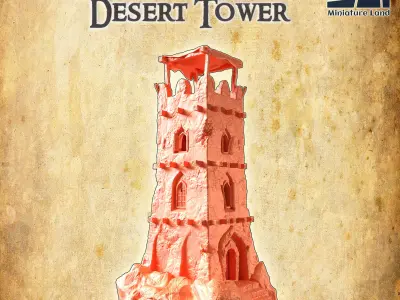 Abandoned Desert Tower Tabletop Terrain 28 mm 3D print model
