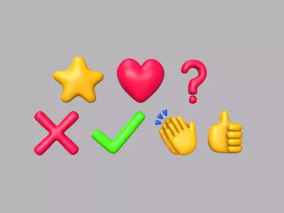 Social Media Icons Low-poly 3D model