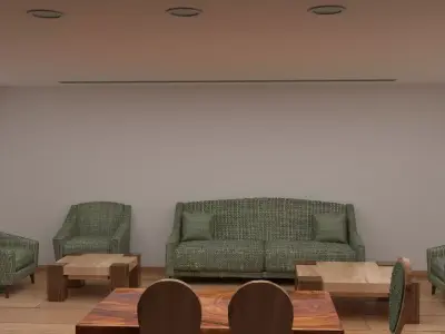 Modern Living Room Interior Scene 3D model