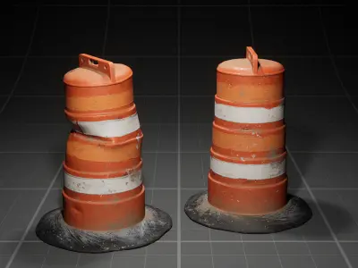 Used Road Props batch01 Low-poly 3D model