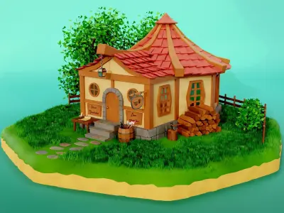 Fantasy Tavern Low-poly 3D model