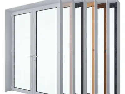 Door Set 2 aluminium sliding patio doors 3D model