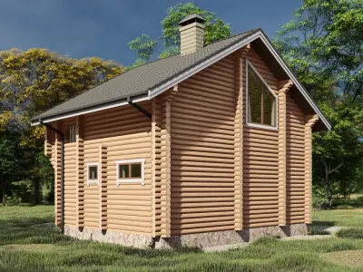 3D model of a wooden bathhouse 3D model