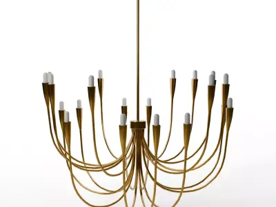Iiona Brass Candelabra Chandelier - Elegant Ceiling Light Low-poly 3D model