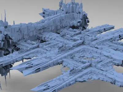 Sci-Fi City dystopia base  3D model