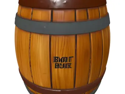 Stylized Root Beer Wooden Barrel Low-poly 3D model
