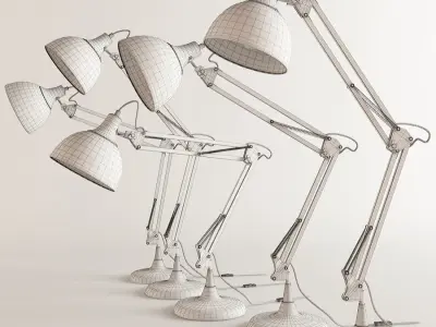 Angled Table Lamps Rigged 3D model