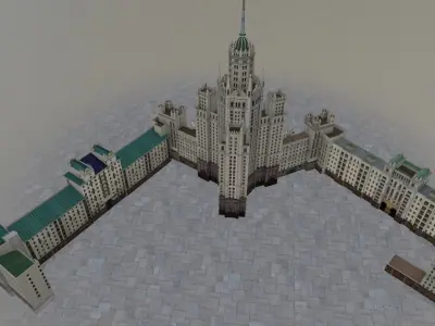 Moscow House Building61 Low-poly 3D model