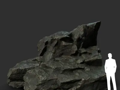 Low poly Black Sharp Rock 210226 Low-poly 3D model