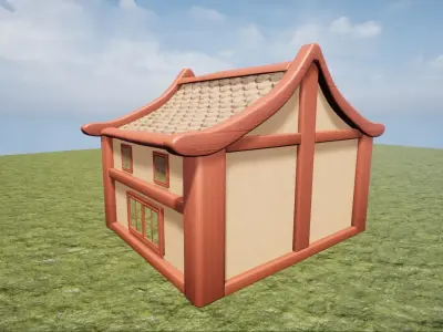 Medieval Fantasy Town Building 2 Game Ready Low-poly 3D model