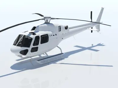 AS355 Helicopter Ecureuil 2 Static Low Poly Blank Low-poly 3D model