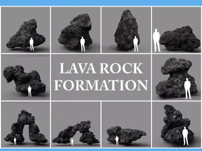 Low poly Lava Rock with dust Package 200229 Low-poly 3D model