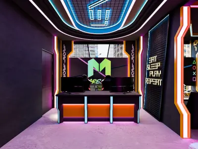 Gaming Cafe Blender-Fbx-OBJ 3D model