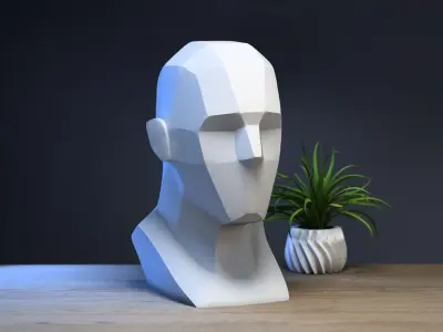 Low-poly head headphone Stand Cyborg Headset Stand 3D print model