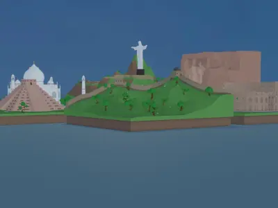 7 Wonders of the World - Bundle Low-poly 3D model
