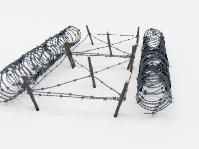 Low Poly Barb Wire Obstacle Low-poly 3D model