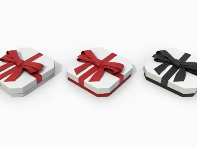  Gift Boxes - Flat Set with Fixed Ribbon Bow 