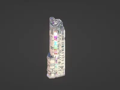 Sci-Fi Futuristic Future City Skyscraper Building 001 Low-poly 3D model
