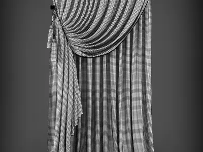 Curtain 3D with tassels Low-poly 3D model buy