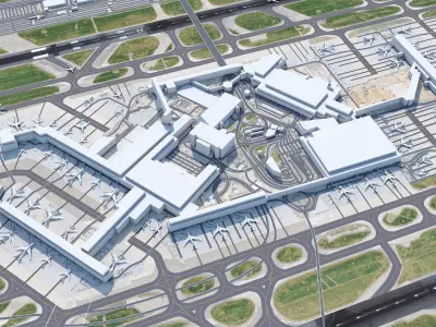 London Heathrow Airport 10km Low-poly 3D model