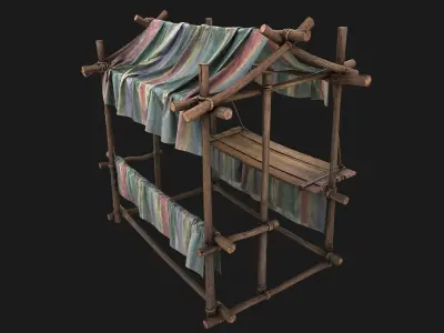 Market Stall Colored Lines Low-poly 3D model