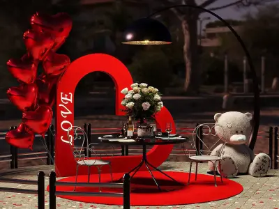 Valentine Set Low-poly 3D model